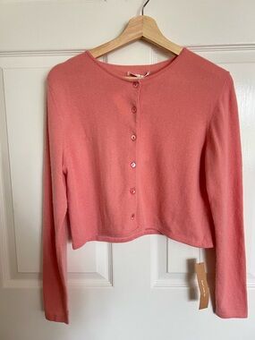 Reformation Coral-Peach Button Cardigan